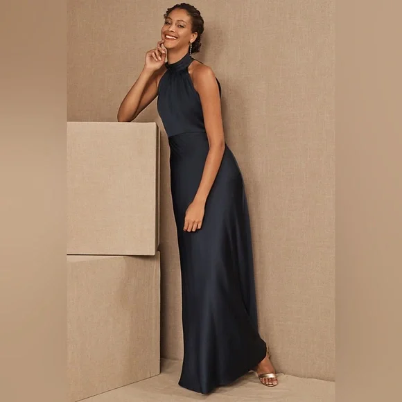Bhldn Dresses | Bhldn Esme Halter Maxi Navy Dress Size 6 | Color: Blue | Size: 6 | Aveerue's Closet